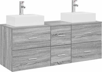 vidaXL Juego De Muebles De Ba&ntilde;o 3 Uds. Sonoma Gris 49,5 X 41 X 62,5 Cm Vidaxl