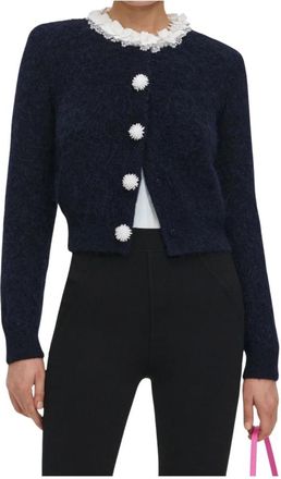 Self Portrait Truien & Vesten, Dames, Blauw, XS, Wol, Alpaca Cardigan