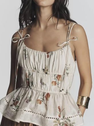 En Saison Tulsa Peplum Top In Ivory Multi