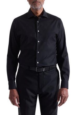 Bugatchi Axel Shaped Fit Jacquard Button-Up Shirt in Black at Nordstrom Rack, Size Large