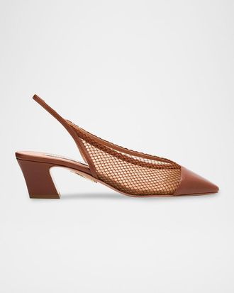 Aquazzura Margot Net Mesh Slingback Pumps