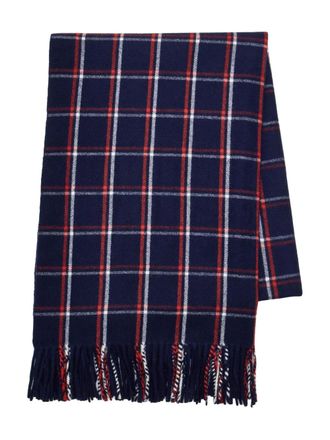 Undercover checked fringed scarf - men - Wool/Cashmere - One Size - Blue
