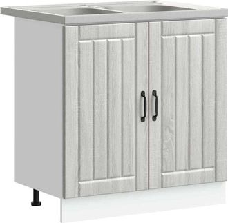 vidaXL Kitchen Cabinet Lucca 2 pcs Light Grey 80 x 46 x 81.5 cm vidaXL