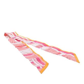 Herm&egrave;s Pre-owned Scarves, female, Pink, Size: ONE SIZE Pre-owned Tresses H Twilly Scarf