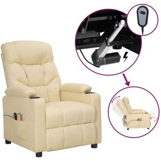 vidaXL Poltrona Massaggiante Elettrica Crema in Tessuto - Vidaxl