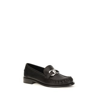 Ferragamo Womens Black Calf Leather Bos Taurus Slip-On Loafers