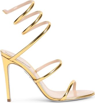Rene Caovilla Donkere Gouden Sandaal voor Vrouwen - Dames - Sandalen met hakken - Geel - 37 1/2 EU - Leer - Schoenen