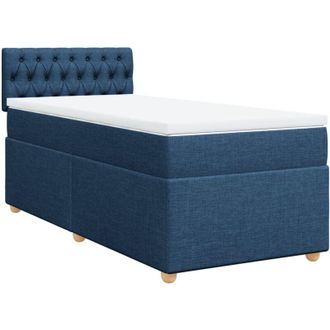 vidaXL Cama Box Spring Con Colch&oacute;n Tela Azul 100x200 Cm Vidaxl