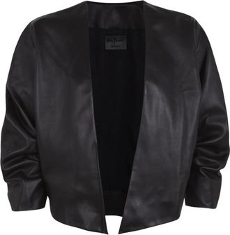Cortana Oversized Straight Jacket - Dames - Leren en Su&egrave;de Jassen - Zwart - L - Leer - Jassen