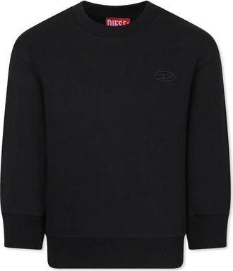 Diesel Kids Sweatshirts, male, Black, 14 Y, Crew-neck Sweatshirt with Oval D Logo