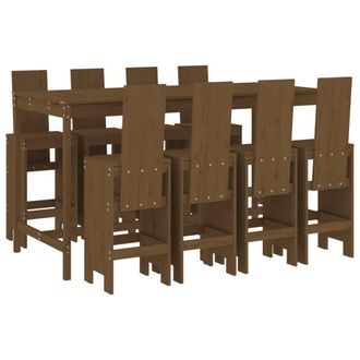 Berkfield Home 9 Piece Garden Bar Set Honey Brown Solid Wood Pine