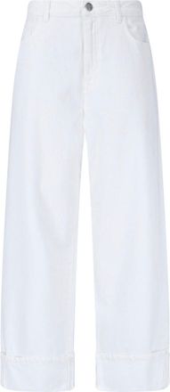 R&oacute;he White Mid-Rise Straight-Leg Cotton Jeans