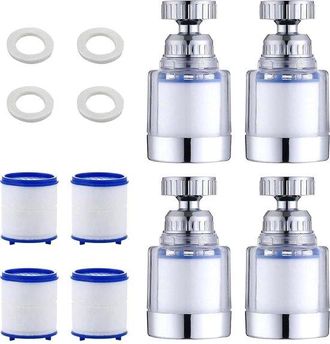 OEM Filtro De Agua Descalcificador De 4 Piezas Para Grifo - Grifo Giratorio Con Filtro - Transparente - Para Fregadero De Cocina, Hogar Y Ba&ntilde;o
