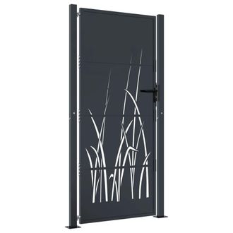 vidaXL Puerta De Jard&iacute;n Acero Gris Antracita Dise&ntilde;o Hierba 105x205 Cm Vidaxl