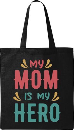 Generic My Mom Is My Hero Natural Ecological Cotton Tote Bag Black