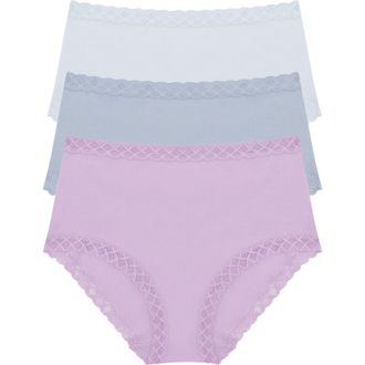 Natori Bliss Cotton French Cut Brief 3-Pack in Frost Sky/blue Mst/violt Tulip at Nordstrom, Size Xx-Large