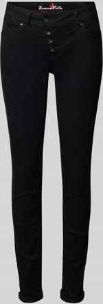 Buena Vista Skinny Fit Jeans mit asymmetrischer Knopfleiste in Black, Größe XS
