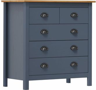 vidaXL Mesita De Noche Hill Madera Maciza De Pino Gris 79x40x80 Cm Vidaxl