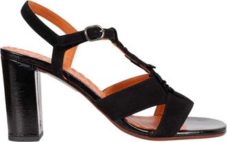 Chie Mihara Balia Fringed Sandal - Dames - Sandalen met hakken - Zwart - 41 EU - Leer - Schoenen