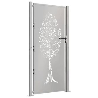 Berkfield Home Beautiful Garden Gate 105x205 cm Corten Steel Tree Design in Brown