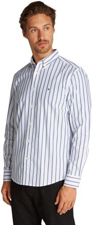 Tommy Hilfiger Mens Flex Poplin Nautical Cotton Shirt, Multicolor (Optic White/Wedge Blue), S