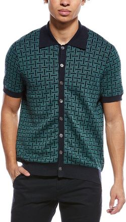 Brooks Brothers Tropical Basket Linen-Blend Polo Cardigan