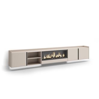 Skraut Home Skraut Home - Mueble Tv, Televisi&oacute;n, Muebles De Sal&oacute;n, Almacenaje, 315x35x50cm, Para Tv Hasta 80, Chimenea El&eacute;ctrica Xxl, Colgado, Suspendido, Led, Es