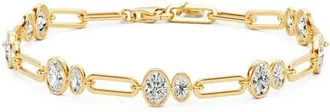 Crislu Oval Link Paperclip Chain Bracelet in 18 Kt Yellow Gold Clear Cz at Nordstrom, Size 7