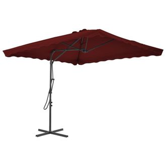Berkfield Home Outdoor Parasol with Steel Pole Bordeaux Red 250x250x230 cm | Size: 250 x 250 x 230 cm