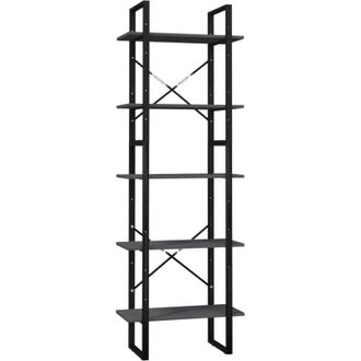 vidaXL 5-Tier Book Cabinet Grey 60x30x175 cm Pinewood Vidaxl