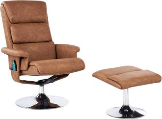 Beliani Sill&oacute;n de masaje con reposapi&eacute;s Piel sint&eacute;tica Marr&oacute;n