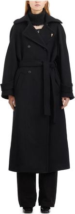 Isabel Benenato Lange wollen jas - Dames - Trenchcoats - Zwart - XS - Wol - Jassen