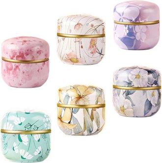 OEM Caja De T&eacute; Con 6 Latas De Almacenamiento, Multicolor, Herm&eacute;tico Y Compacto, 8,5 X 8,5 Cm, Idea De Regalo