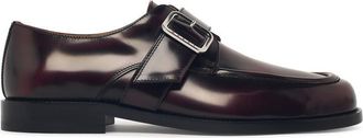 Marni Burgundy Leather Loafers With Buckled Strap And Polished Finish