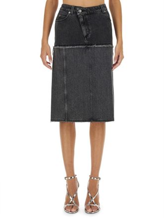 Alexander McQueen Two-Tone Denim Skirt - Black
