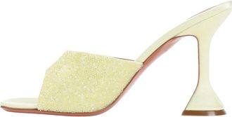 Amina Muaddi Schoenen, Dames, Geel, 37 1/2 EU, Leer, Lupita Crystal Dust 95 Sandalen