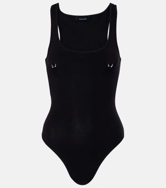 MUGLER Embellished cotton-blend bodysuit