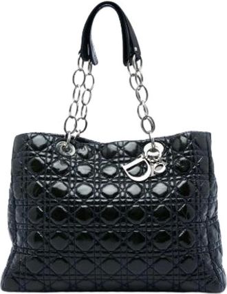 Dior Pre-owned Vintage Quilted Patent Leather Tote - - Pre-owned - Donna - Blu - ONE SIZE