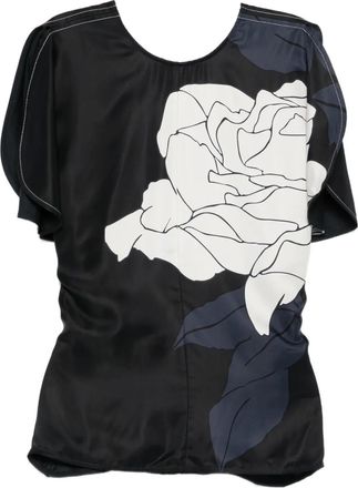 Victoria Beckham floral-print blouse - women - Viscose/Polyester - 10 - Black