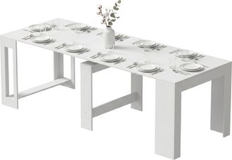 HOMCOM Homcom Tavolo Da Pranzo Estensibile Per 10 Persone, Bianco