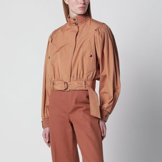 Chlo&eacute; Ruched short cotton poplin jacket in Reef Shell