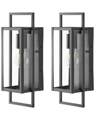 Beliani Set Di 2 Lampade Da Parete Per Esterni Metallo Stile Moderno Per Porta DIngresso E Portico Nero Tarna