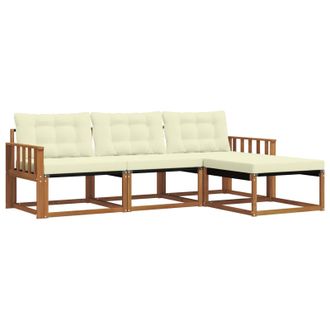vidaXL Conjunto De Sof&aacute;s De Exterior Con Coj&iacute;n 4 Pcs Natural Y Crema Vidaxl