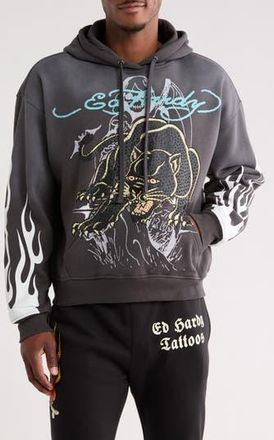 Ed Hardy Panther Fleece Hoodie in Sunfade Grey at Nordstrom Rack, Size Xx-Large