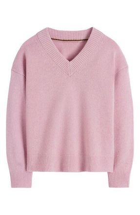 Boden Marion Merino Wool V-Neck Sweater in Blush Pink at Nordstrom, Size Large