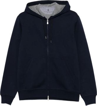 Brunello Cucinelli Felpa con cappuccio e zip - Blu
