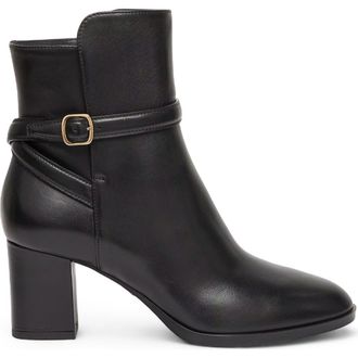 Santoni Leather Mid-Heel Ankle Boot in Black at Nordstrom, Size 10.5
