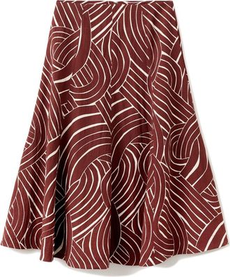 Mango Geometric Print Midi Skirt in Maroon at Nordstrom, Size 4
