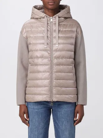 Herno Piumino corto in nylon ultra light con cappuccio e dettagli in maglia di cotone