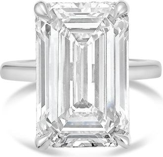Diana M. Jewels Platinum 6.00 cts Emerald Diamond Under Halo Ring